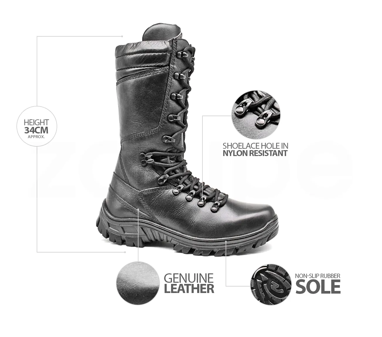 Tactical Boots Black Leather Military Outdoor Combat