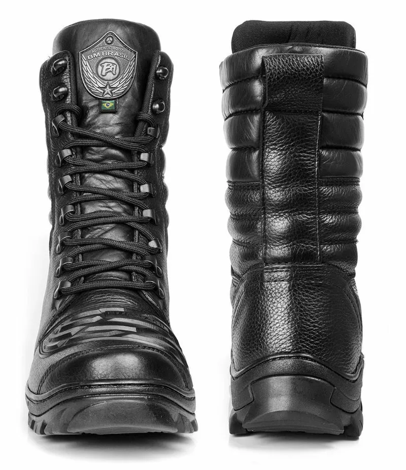 Tactical Boots Black Leather Motorcycle Lace Up Military Combat