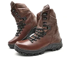 Tactical Boots Brown Leather Combat Army Lace Up