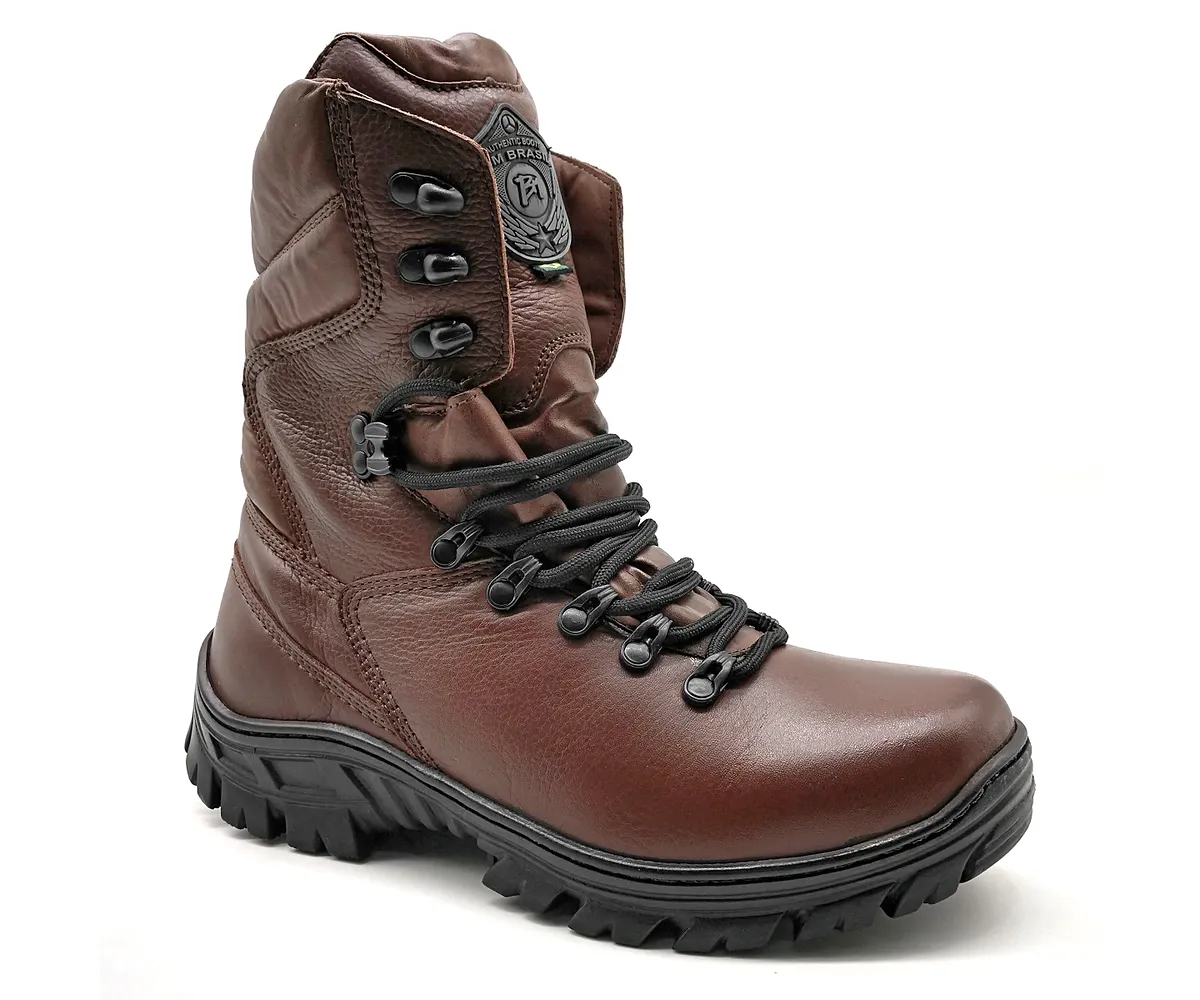 Tactical Boots Brown Leather Combat Army Lace Up