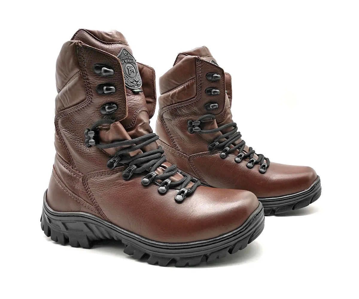Tactical Boots Brown Leather Combat Army Lace Up