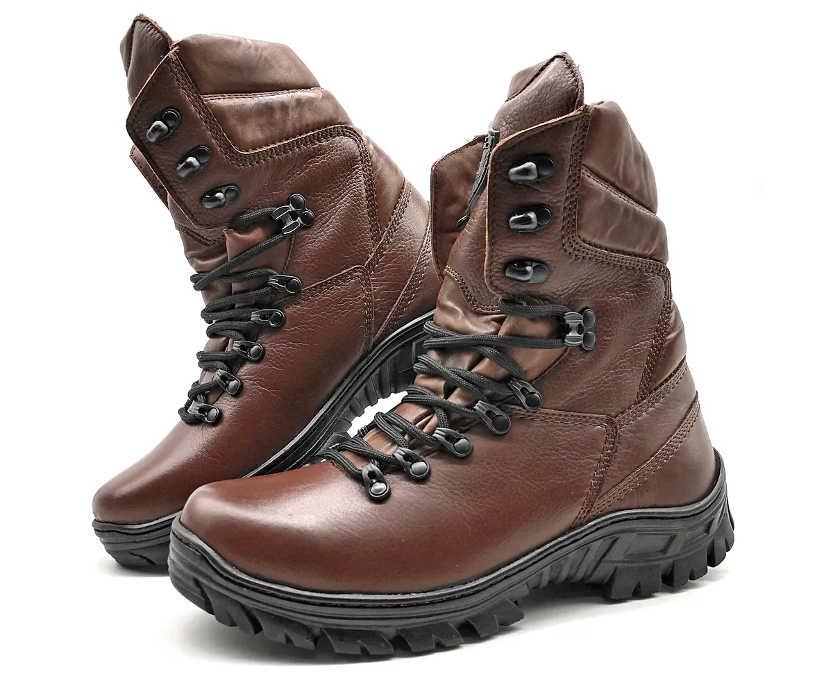 Tactical Boots Brown Leather Combat Army Lace Up