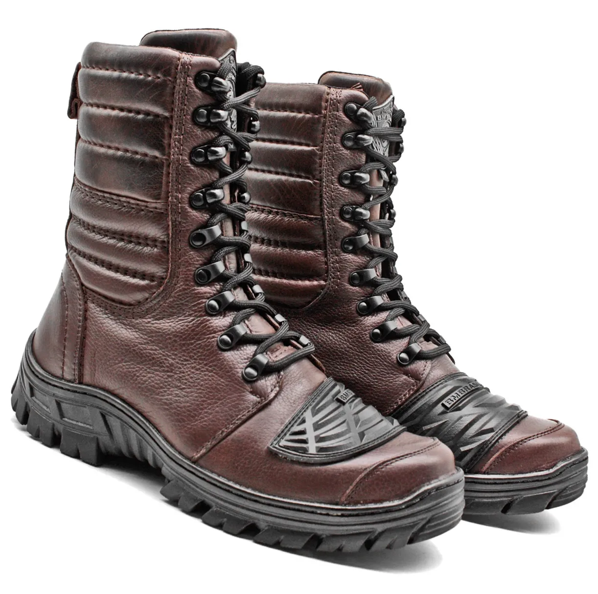 Tactical Boots Brown Leather Motorcycle Lace Up Army