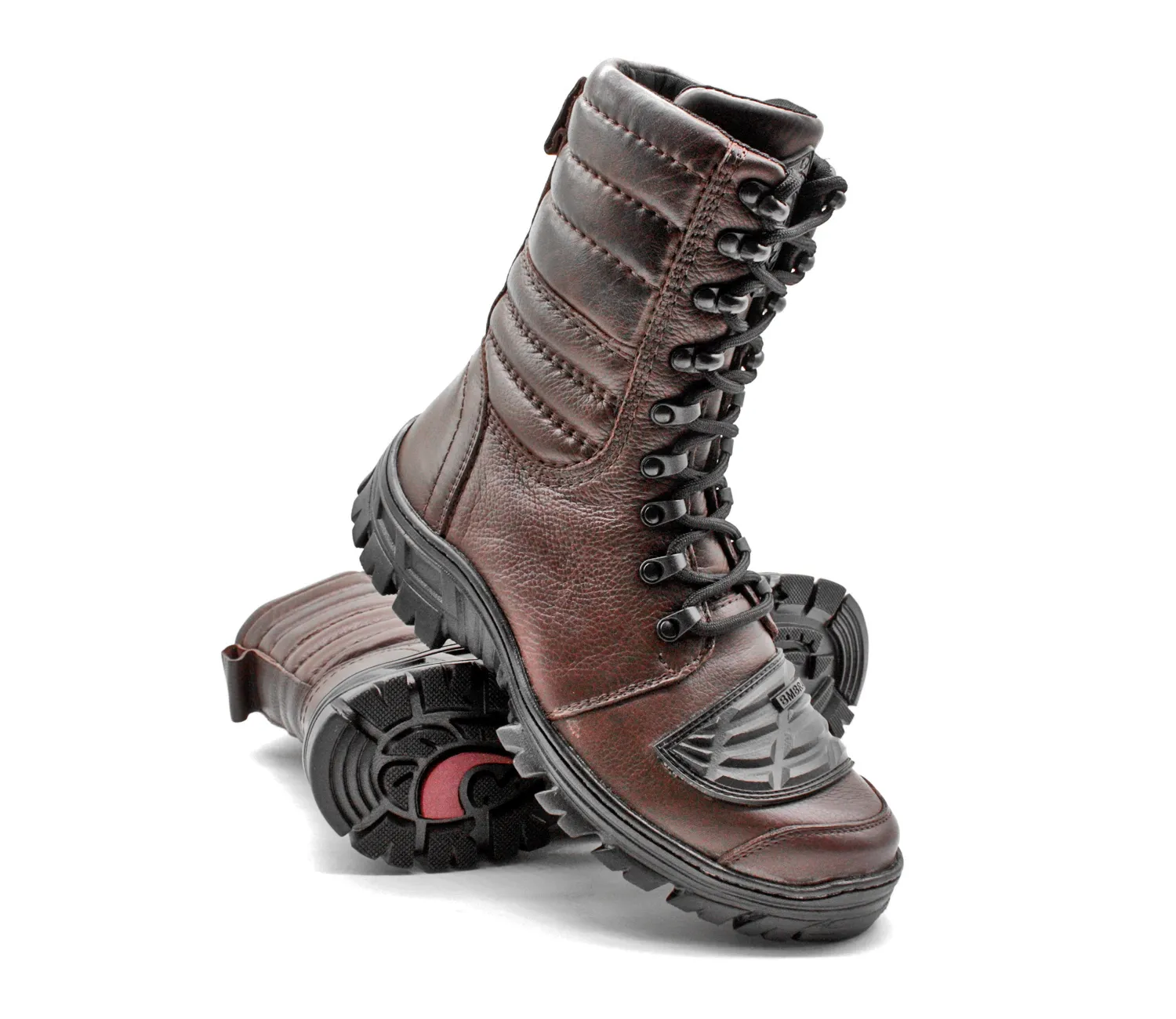 Tactical Boots Brown Leather Motorcycle Lace Up Army