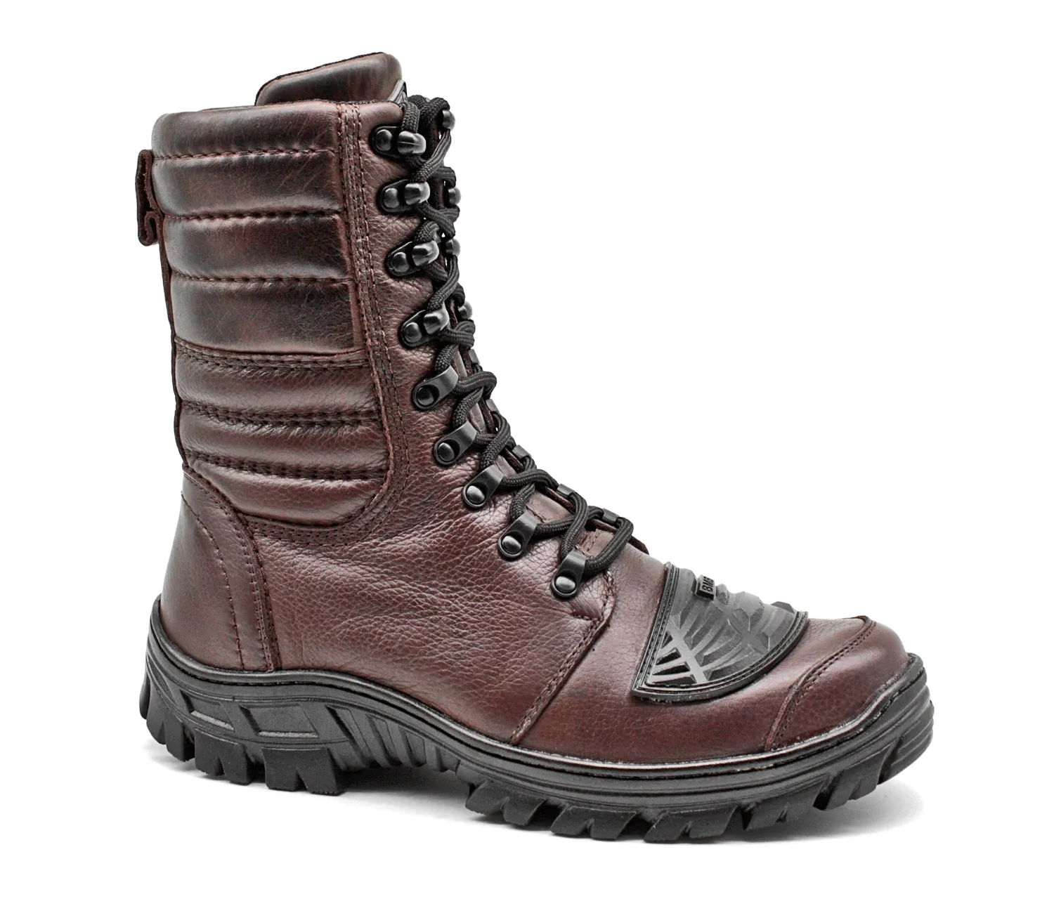 Tactical Boots Brown Leather Motorcycle Lace Up Army