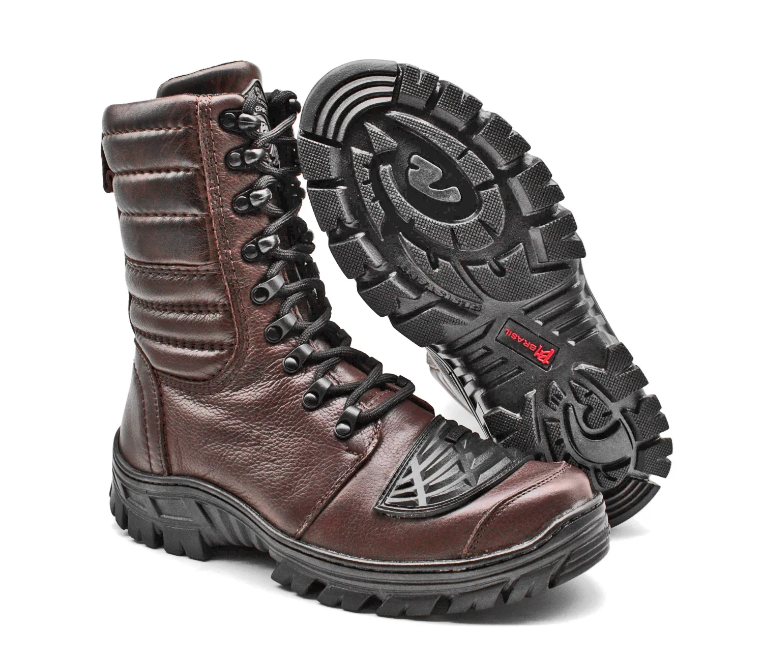 Tactical Boots Brown Leather Motorcycle Lace Up Army
