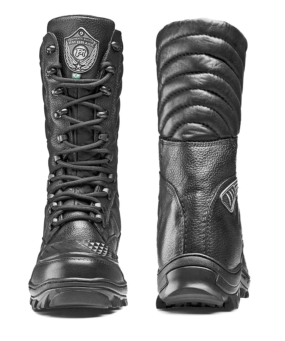 Tactical Boots Military Black Leather Motorcycle Lace Up Rider