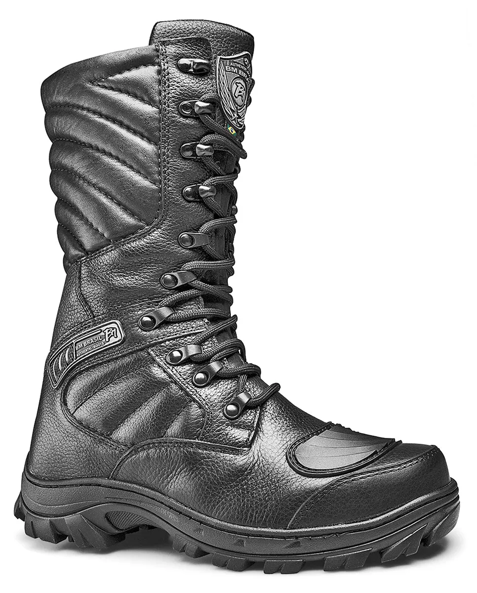 Tactical Boots Military Black Leather Motorcycle Lace Up Rider