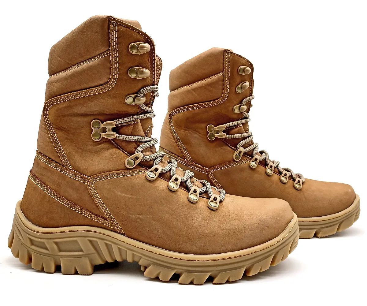 Tactical Boots Tan Genuine Leather Combat Army Military