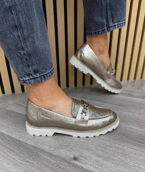 Tamaris (SS25) Metallic Loafer With Chain Detail 24649 - Light Gold (T15)