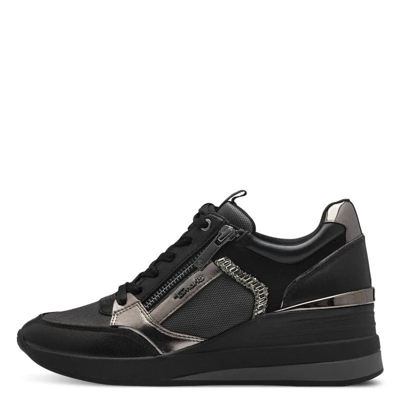 Tamaris Womens Black Wedge Shoe - 1-23703-41
