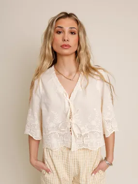 TULIP LACE TIE FRONT TOP