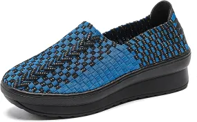 Veroders Women's Platform Wedge Closed-Toe Sandals Comfortable Walking Shoes Woven Pumps Mary Jane Shoes for School Beach