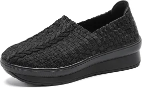 Veroders Women's Platform Wedge Closed-Toe Sandals Comfortable Walking Shoes Woven Pumps Mary Jane Shoes for School Beach
