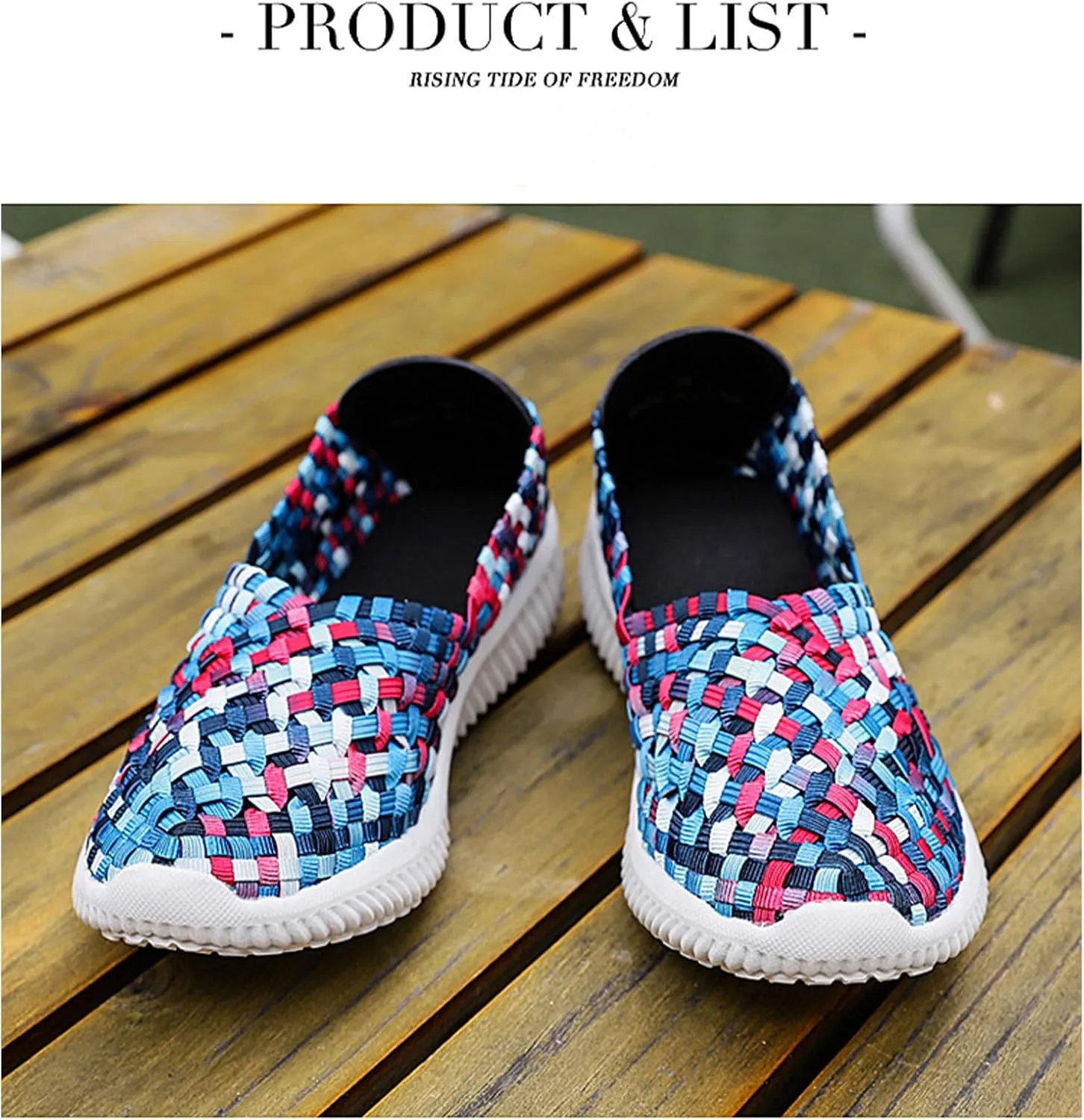 Women's one-Foot Woven Walking shoeslightweightbreathable and Comfortable Flat shoessports women'selastic Loafers