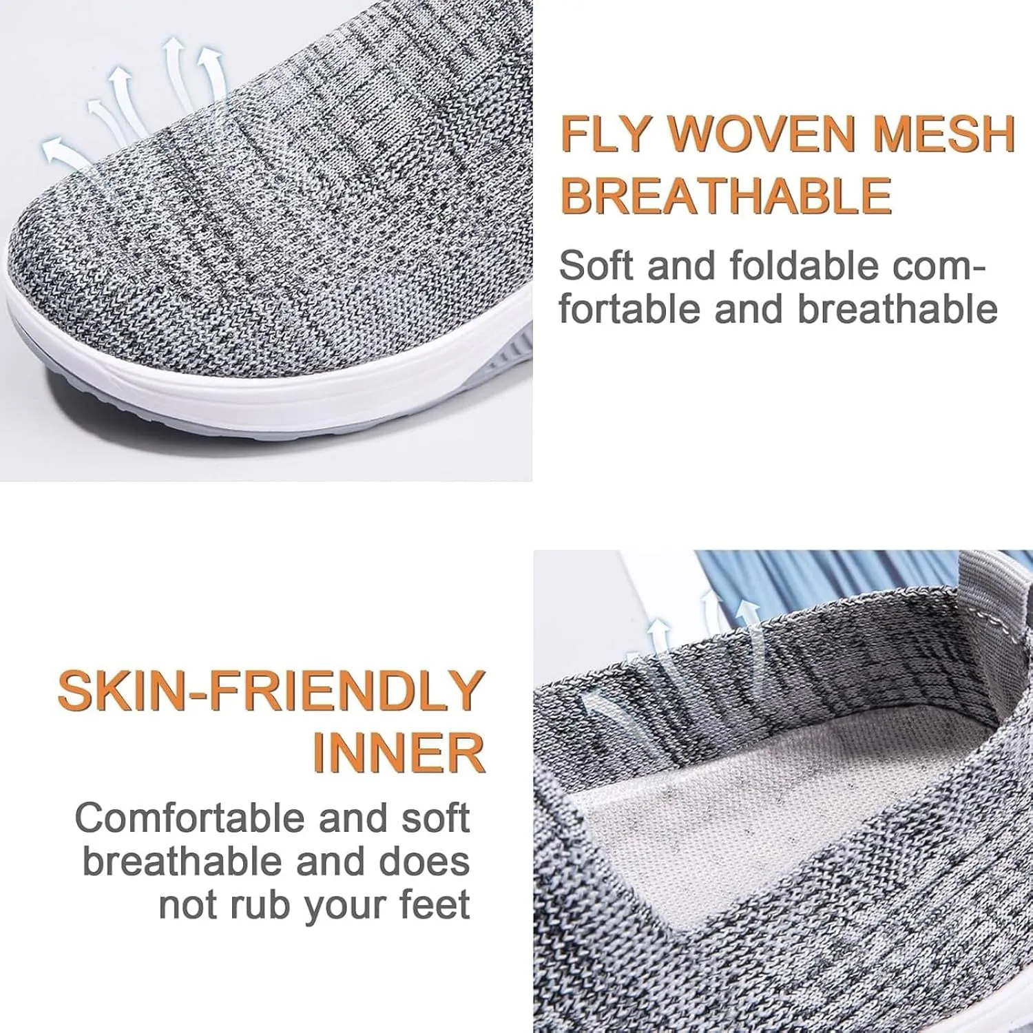 Women's Orthopedic Shoe Air Cushion Walking Shoes Casual Slip-on Platform Sneakers Mesh Breathable Arch Support Wedge Loafers