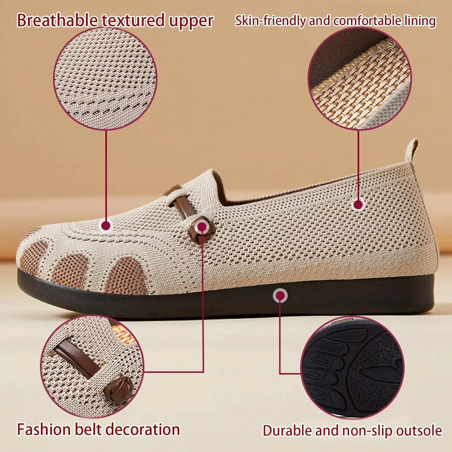 Women's Orthopedic Slip-On Shoes Loafer Comfortable & Breathable Woven Sneakers with Arch Support, Casual Walking, Work & Outdoor Shoes for Nurses