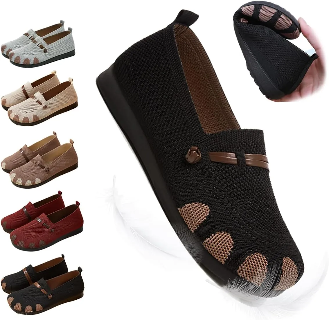 Women's Orthopedic Slip-On Shoes Loafer Comfortable & Breathable Woven Sneakers with Arch Support, Casual Walking, Work & Outdoor Shoes for Nurses