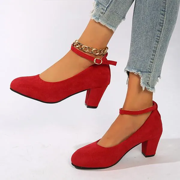 Women's Work Thick Heel Suede Etiquette Pumps 93541161S