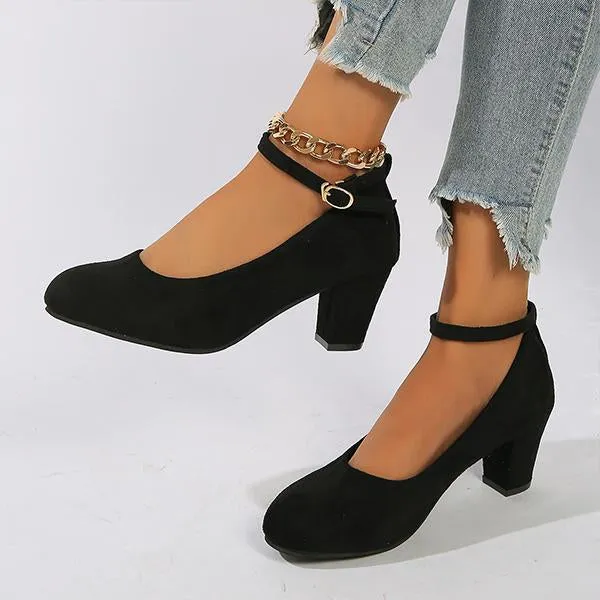 Women's Work Thick Heel Suede Etiquette Pumps 93541161S