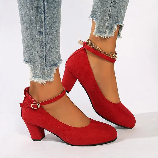 Women's Work Thick Heel Suede Etiquette Pumps 93541161S