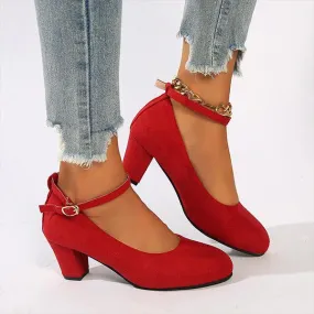 Women's Work Thick Heel Suede Etiquette Pumps 93541161S