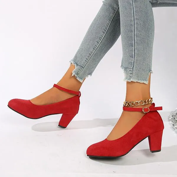 Women's Work Thick Heel Suede Etiquette Pumps 93541161S