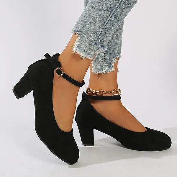 Women's Work Thick Heel Suede Etiquette Pumps 93541161S