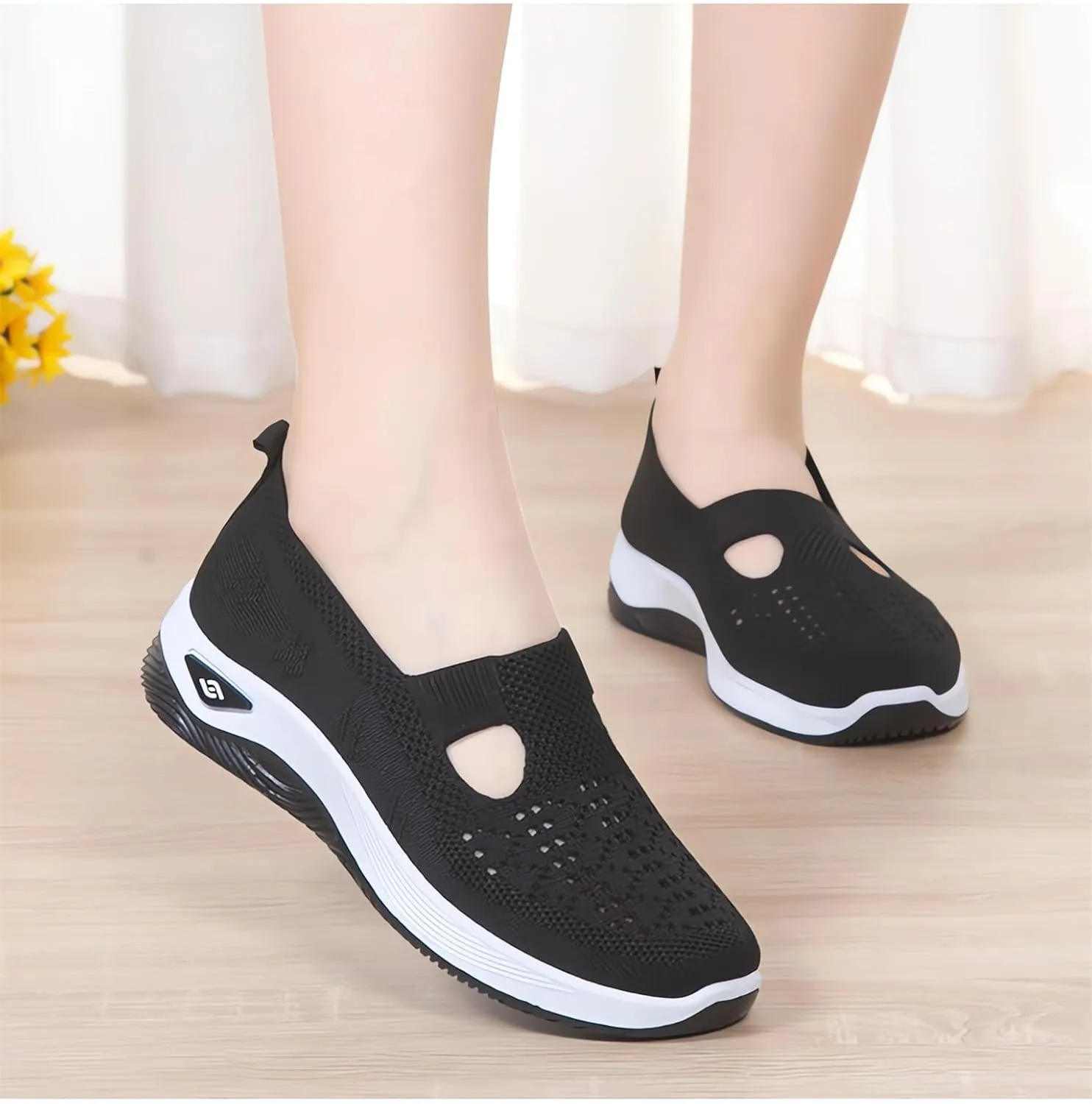 Women's Woven Orthopedic Arch Support Shoes Walking Slip on Diabetic Foam Shoes Breathable Soft Shoes No-Slip in Sneakers