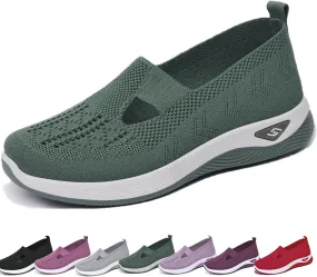 Women's Woven Orthopedic Arch Support Shoes Walking Slip on Diabetic Foam Shoes Breathable Soft Shoes No-Slip in Sneakers