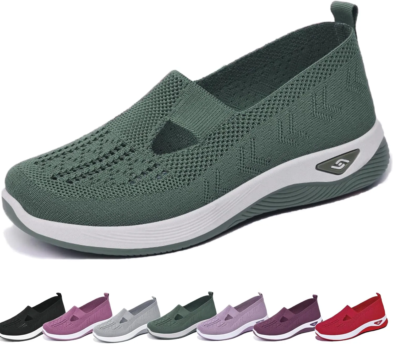Women's Woven Orthopedic Arch Support Shoes Walking Slip on Diabetic Foam Shoes Breathable Soft Shoes No-Slip in Sneakers