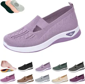 Womens Woven Orthopedic Breathable Soft Shoes Arch Support Walking Shoes Hands Free Shoes Slip On Diabetic Foam Shoes