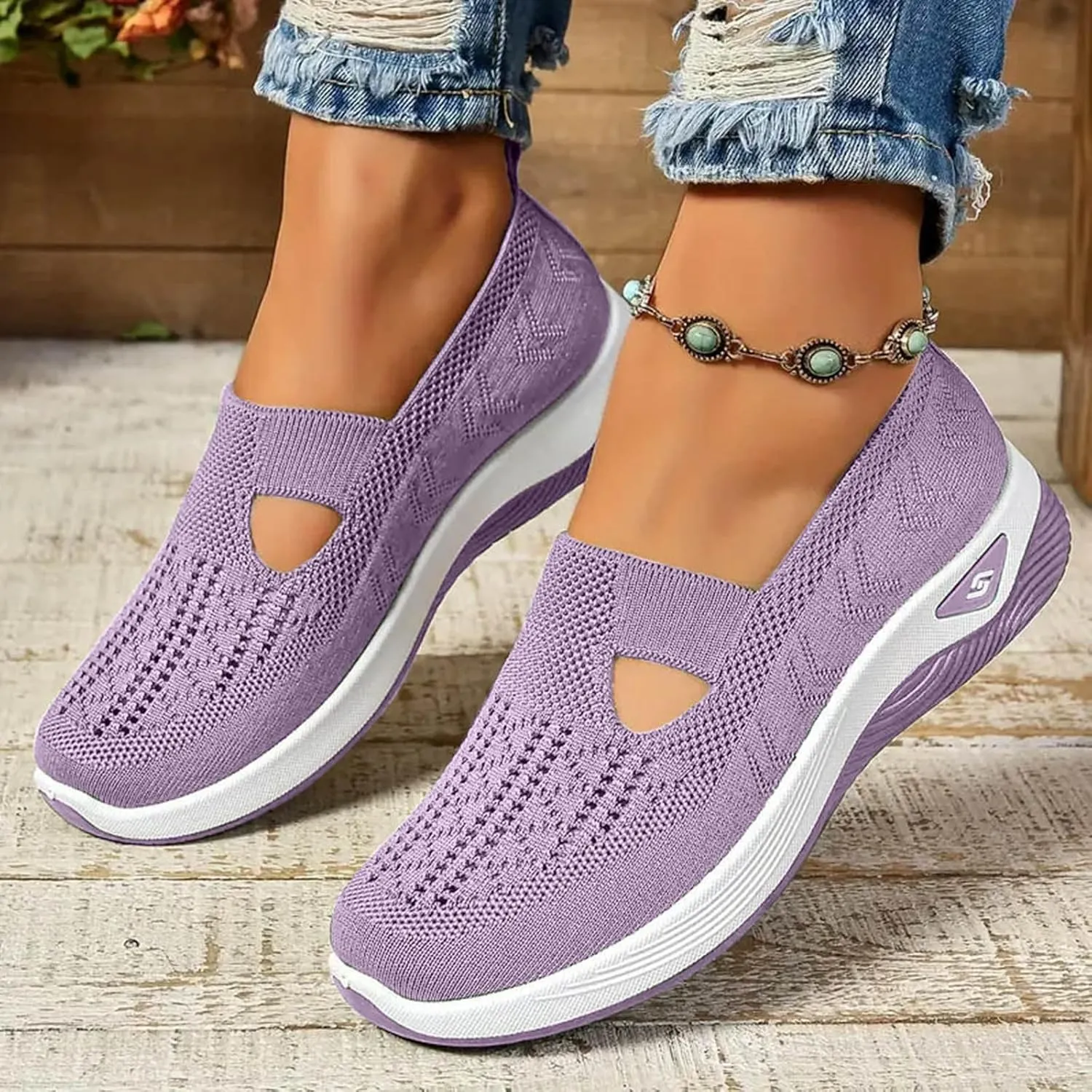 Womens Woven Orthopedic Breathable Soft Shoes Arch Support Walking Shoes Hands Free Shoes Slip On Diabetic Foam Shoes