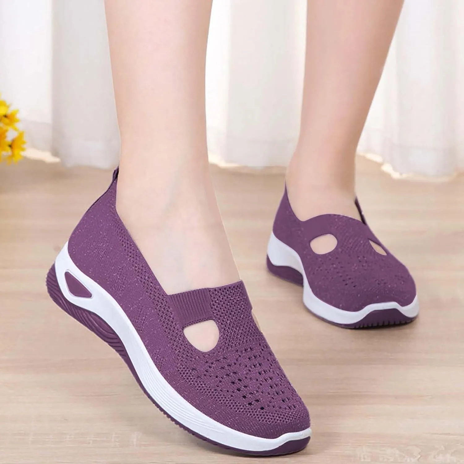 Women's Woven Orthopedic Breathable Soft Sole Walking Shoes Women Sports Shoes Dressy Casual Women's Fashion Sneakers Red Tennis Shoe Loafers Dress Shoe