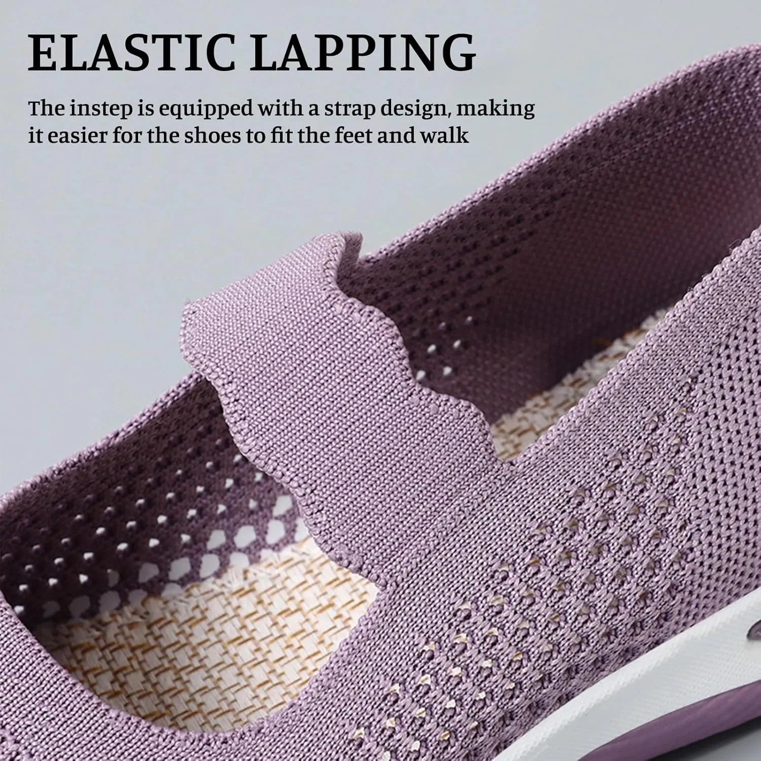 ZWRXW Women's Walking Shoes Wide Width Woven Orthopedic Breathable Soft Shoe Adjustable Go Walk Slip On Shoes with Arch Support Lightweight Comfortable Healthy Footwear for Diabetic