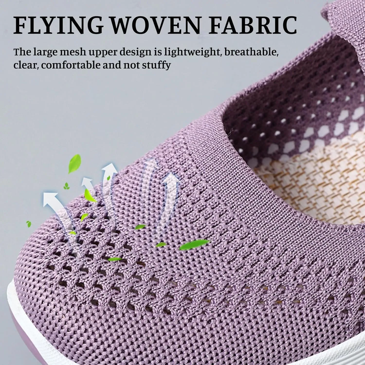 ZWRXW Women's Walking Shoes Wide Width Woven Orthopedic Breathable Soft Shoe Adjustable Go Walk Slip On Shoes with Arch Support Lightweight Comfortable Healthy Footwear for Diabetic